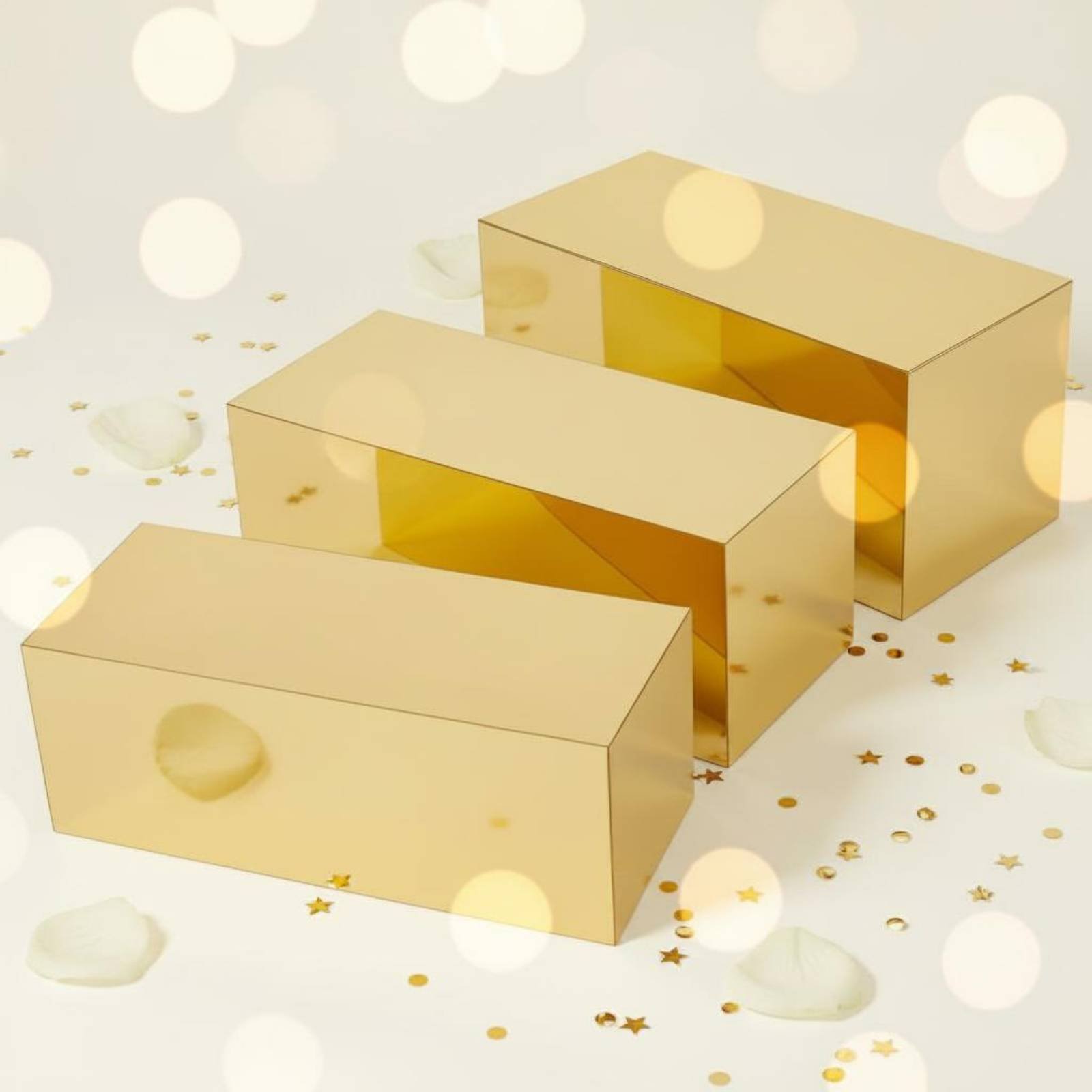 3 Pieces Gold Acrylic Display  - Display Risers Set ulasan dan harga