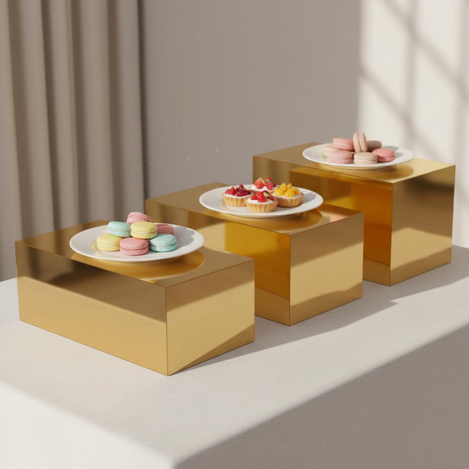 3 Pieces Gold Acrylic Display  - Display Risers Set ulasan dan harga