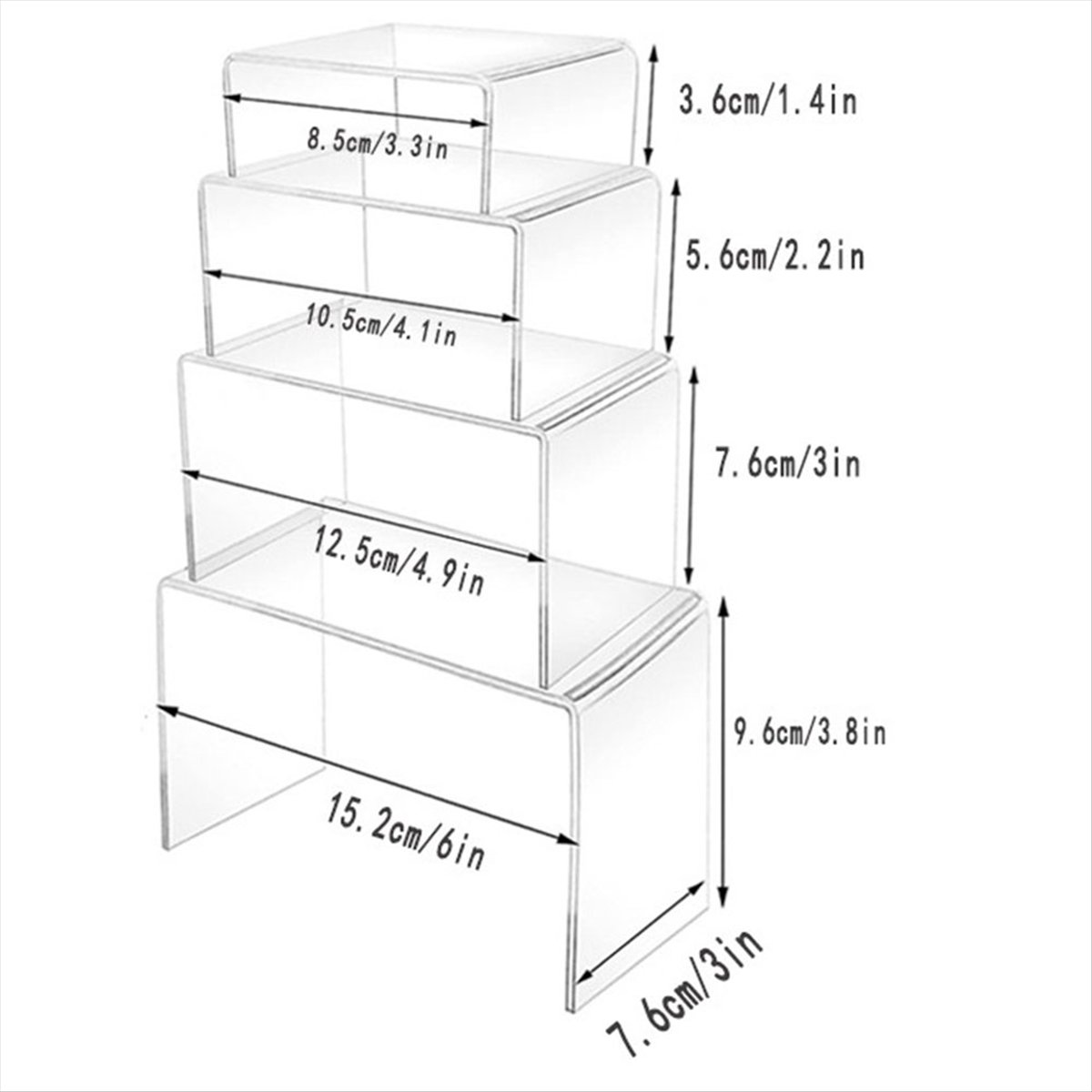 8 Pcs 2 Set Small Acrylic Rise - Display Risers Set ulasan dan harga
